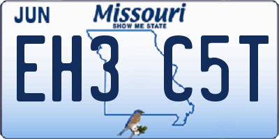 MO license plate EH3C5T