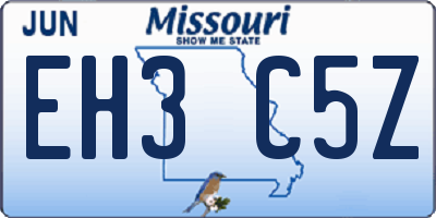 MO license plate EH3C5Z