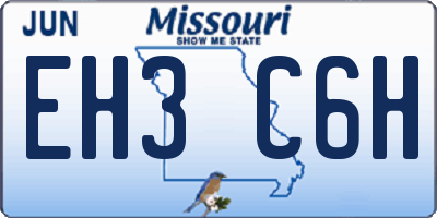 MO license plate EH3C6H