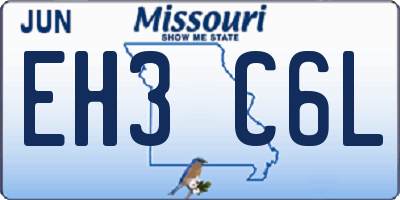 MO license plate EH3C6L