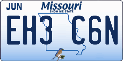 MO license plate EH3C6N