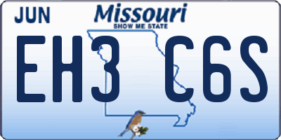 MO license plate EH3C6S