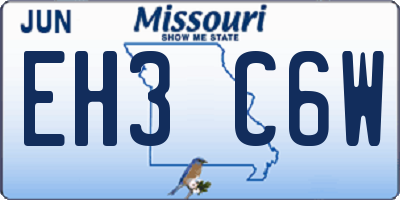 MO license plate EH3C6W