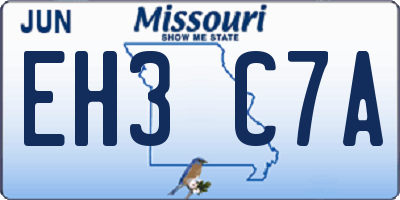 MO license plate EH3C7A