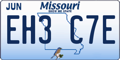 MO license plate EH3C7E