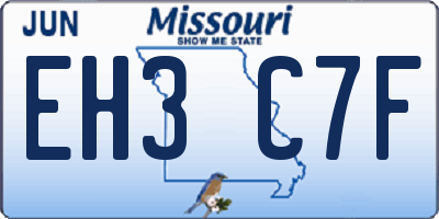 MO license plate EH3C7F