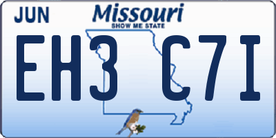 MO license plate EH3C7I