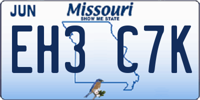 MO license plate EH3C7K
