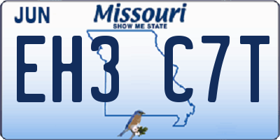 MO license plate EH3C7T