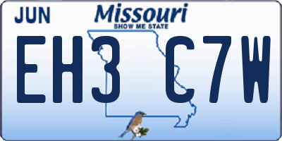 MO license plate EH3C7W