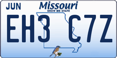 MO license plate EH3C7Z