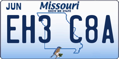 MO license plate EH3C8A