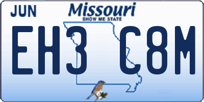 MO license plate EH3C8M