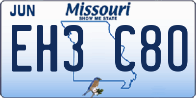 MO license plate EH3C8O
