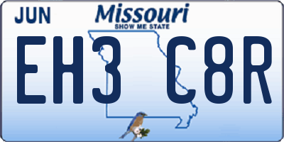 MO license plate EH3C8R