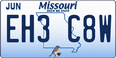 MO license plate EH3C8W