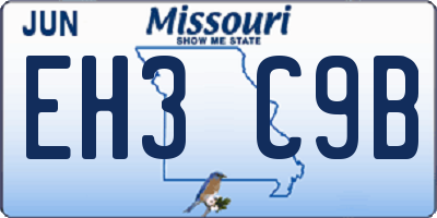MO license plate EH3C9B