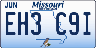 MO license plate EH3C9I
