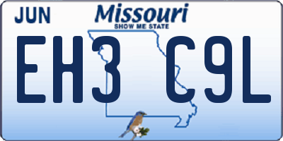 MO license plate EH3C9L