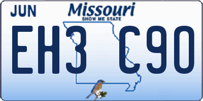 MO license plate EH3C9O