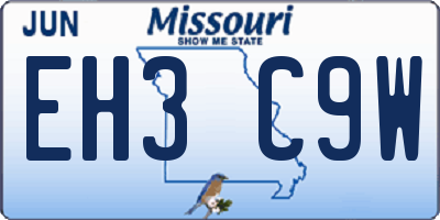 MO license plate EH3C9W