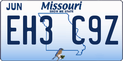 MO license plate EH3C9Z