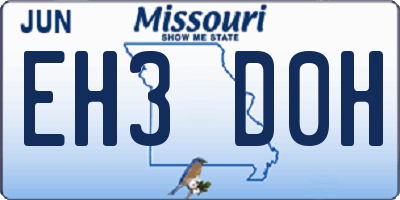 MO license plate EH3D0H