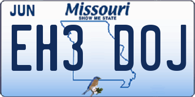 MO license plate EH3D0J