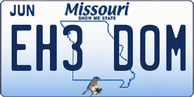 MO license plate EH3D0M