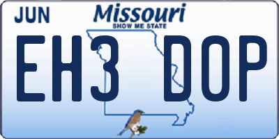 MO license plate EH3D0P