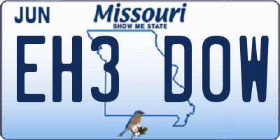 MO license plate EH3D0W