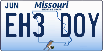 MO license plate EH3D0Y