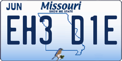 MO license plate EH3D1E