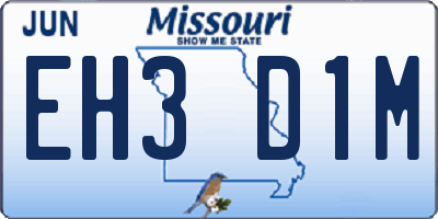 MO license plate EH3D1M
