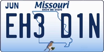 MO license plate EH3D1N