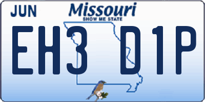 MO license plate EH3D1P