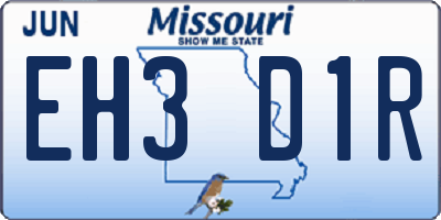 MO license plate EH3D1R