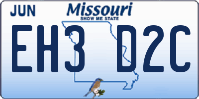 MO license plate EH3D2C