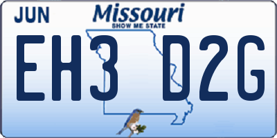 MO license plate EH3D2G