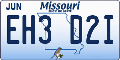 MO license plate EH3D2I