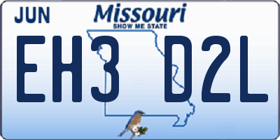 MO license plate EH3D2L