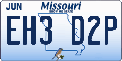 MO license plate EH3D2P