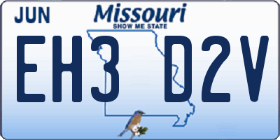MO license plate EH3D2V