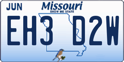 MO license plate EH3D2W