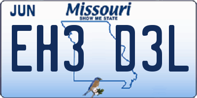 MO license plate EH3D3L