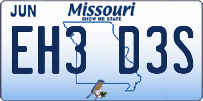MO license plate EH3D3S