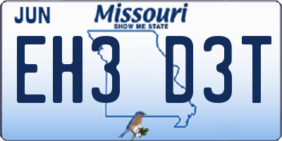 MO license plate EH3D3T