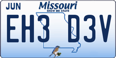 MO license plate EH3D3V