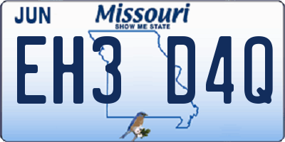MO license plate EH3D4Q