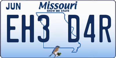 MO license plate EH3D4R